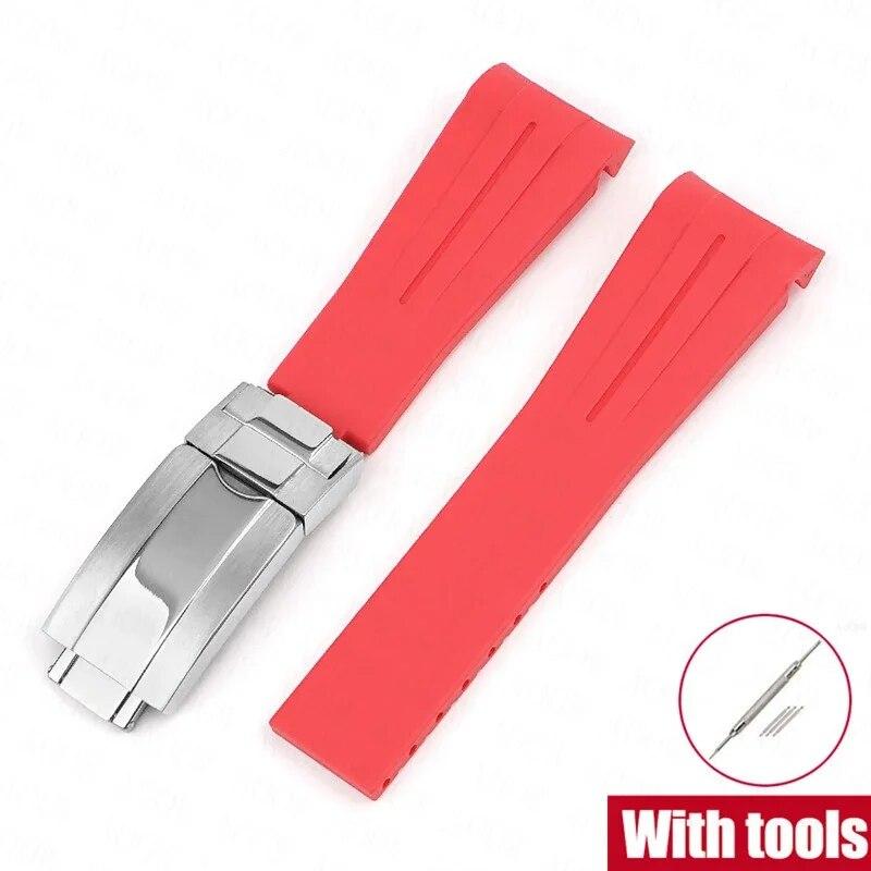 Rubber Watch Band Fit for Omega X Swatch Moonswatch 20mm Stainless Steel Folding Buckle Men Women Curved Replace Strap for Rolex