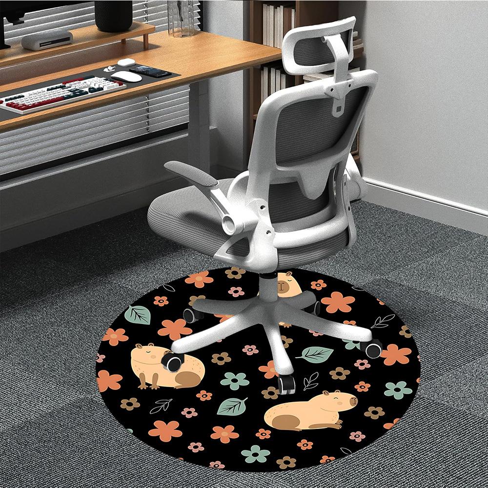 

1PC Capybara Print Chair Carpet for Office, Indoor Non-Slip Washable Carpet, Soft Comfortable Mat For Office Room yy250930157 80cm by 80cm