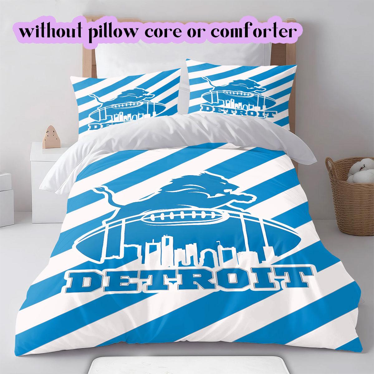 

Detroit Lions rugby Pattern Bedding,Quilt Set Quilt Cover Pillowcase Home Birthday Gift (1*duvet cover+2*pillowcase,without core) 135x200cm