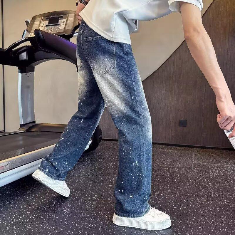 Autumn New Men's American Retro Jeans Straight Loose Pants Men's High Street Old Casual Pants Men
