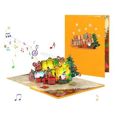 Stylish Christmas Card with Music Delicate Christmas Greeting Card with Music for Season's Greetings 6XDE