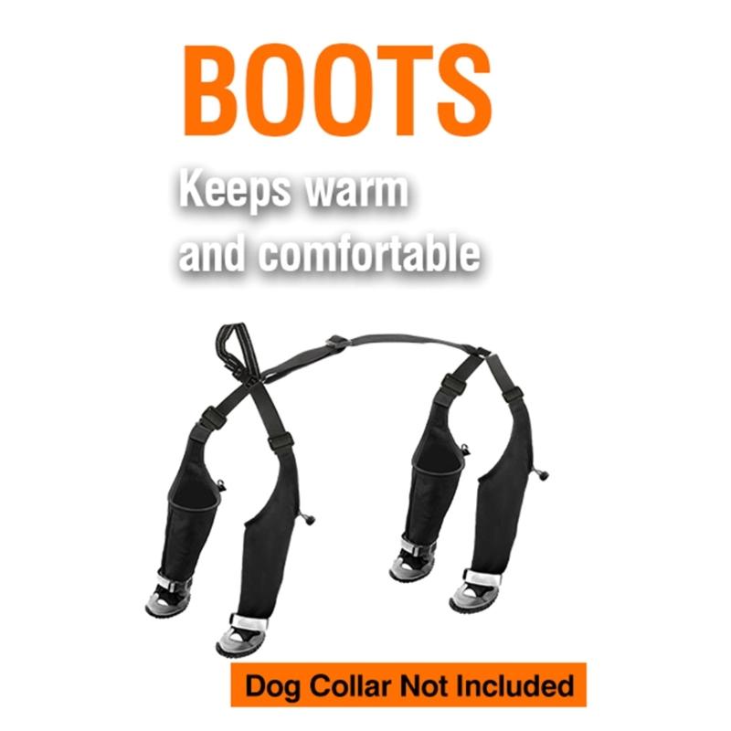 Insulated Winter Dog Boot With Reflective Straps Antislip Rubber Soles For Cold Weather Protecting