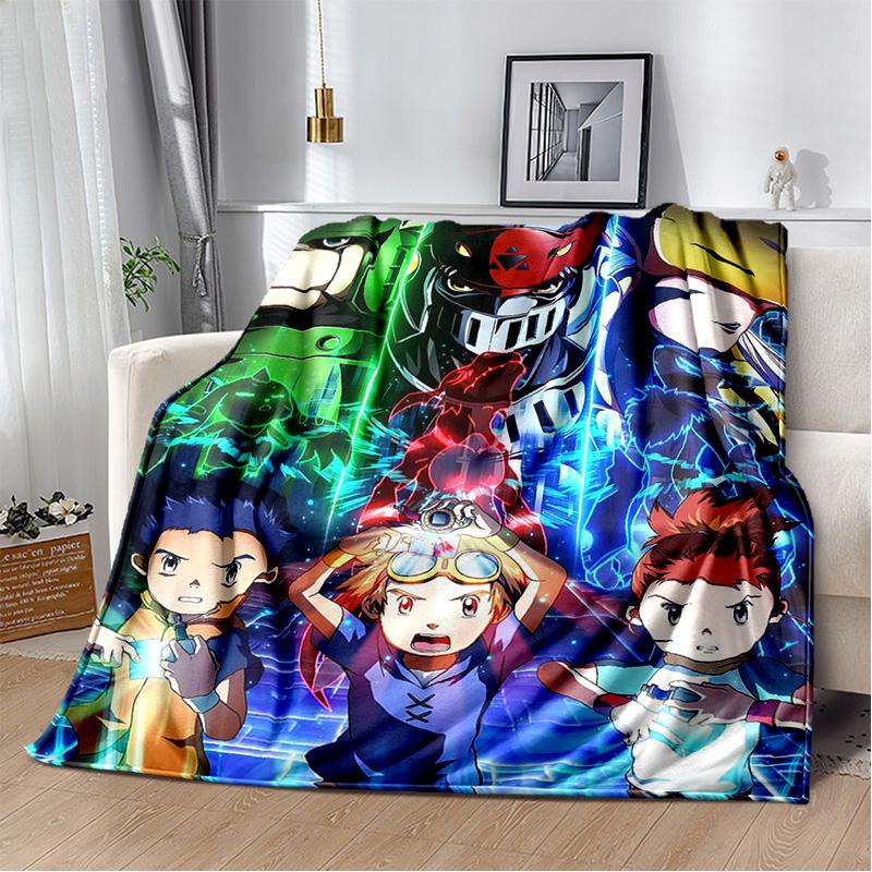 Cartoon Digimon Adventure Monster Soft Plush Blanket,Flannel Blanket Throw Blanket for Living Room Bedroom Bed Sofa Cover Child