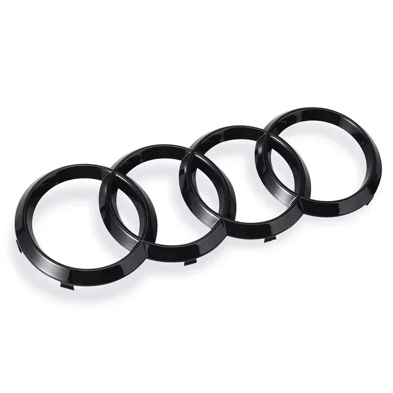 203a 4-Ring logo ABS Silver/Black Car Hood Front Bonnet Grill Rear Trunk Emblem Badge Sticker For A3 A4 A5 A6 A7 Q2 Q3 Q5 Q8 TTa203