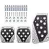 3 Pack Car Pedal Pads Auto Racing Sport Gas Brake Clutch Pad Cover Brake Pad Cover Rest Plate Foot Pedals Kit, Silver with Black