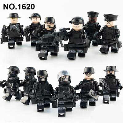 12 sztuk/zestaw SWAT City Police lalki wojskowe klocki Minifigurki figurki mini zabawki dla dzieci dla chłopców Swat postacie akcesoria