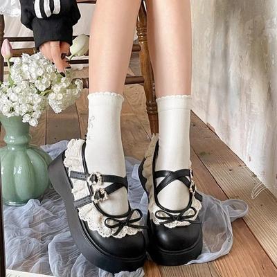 Cute and Sweet Bow Mary Jane Shoes for Women's Spring and Summer New Models with Skirts, Thick-soled Japanese Small Leather Shoes for Women
