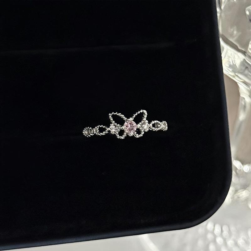 

Personalized Super Fairy Zircon Geometric Exquisite Open Ring Female Niche High-End Sense Stacking Wearing Colored Treasure Ring Adjustable opening