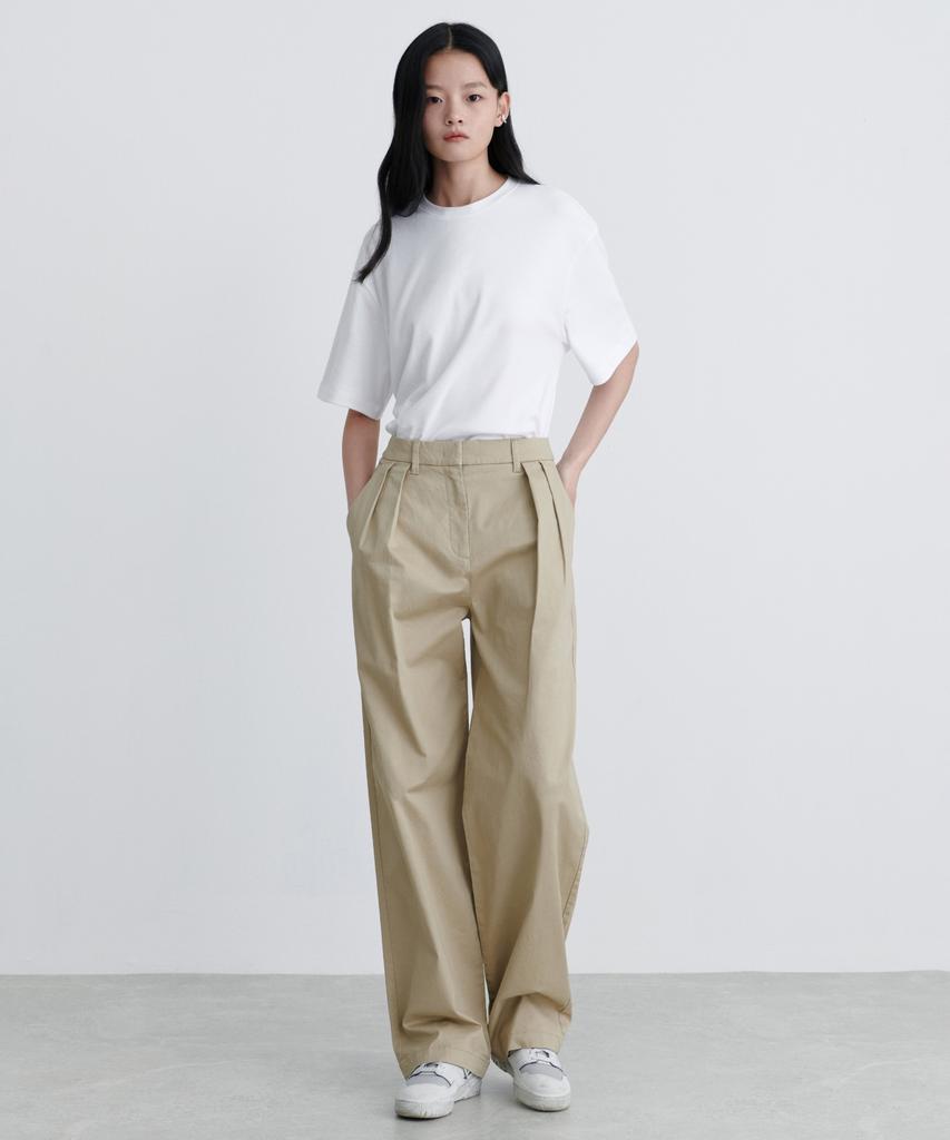 MUSINSA STANDARD WOMAN Women'S Reverse Two-Tuck Wide Chino Pants [Beige]