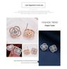 White Crystal Rhinestone Rose Earrings: Irregular Design with Round and Flower Studs