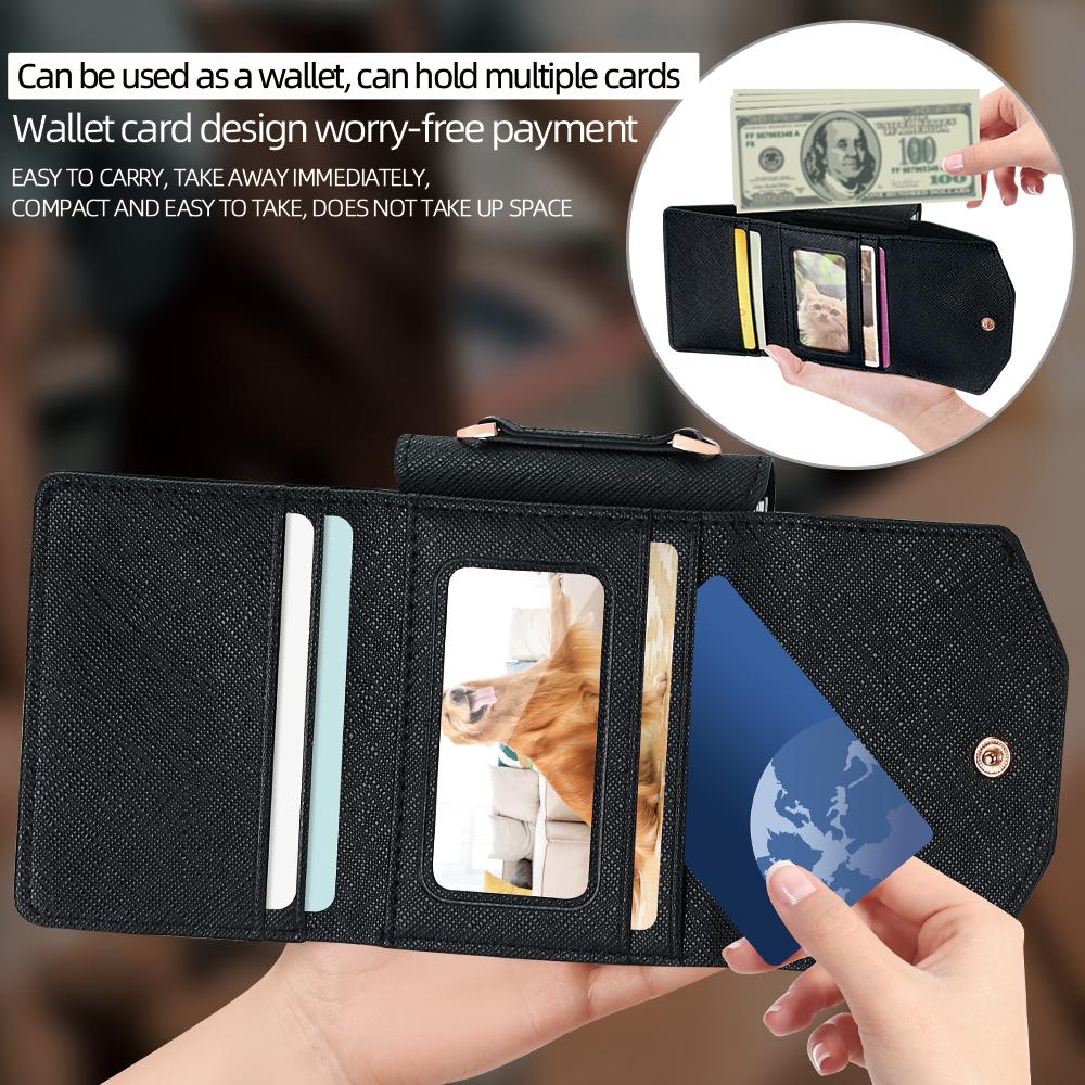 For Samsung Galaxy Z Flip7 5G Wallet Case PU+PC Shockproof Phone Cover with Wrist Strap
