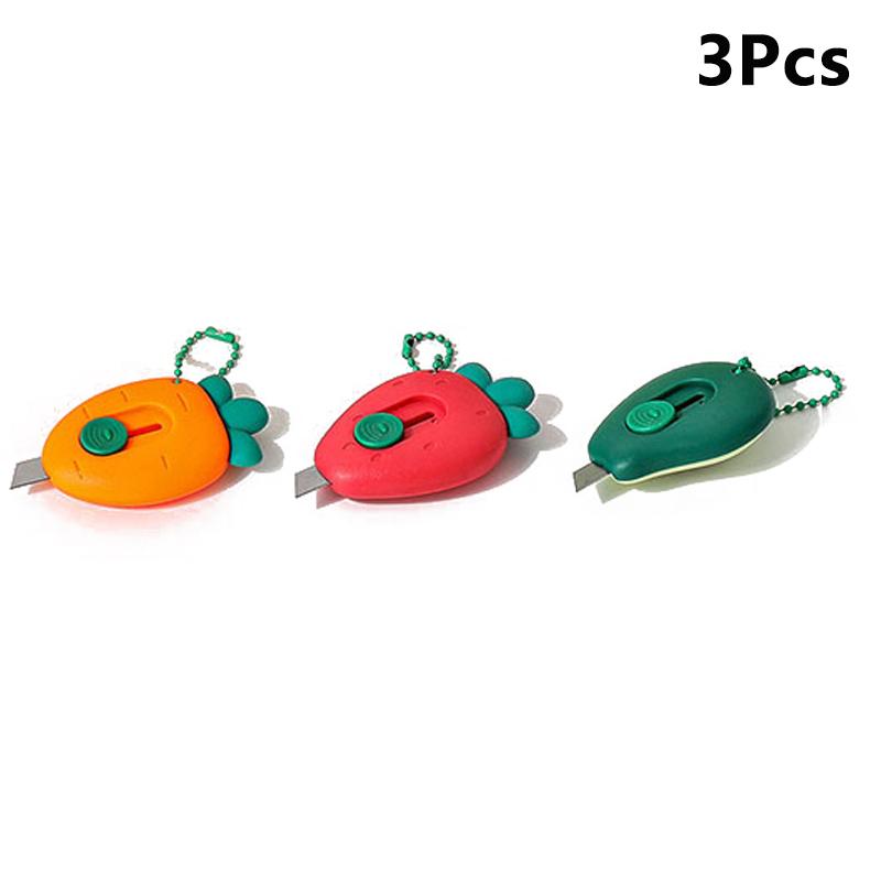 1/3 Stück Niedliches Tragbares Mini Avocado Erdbeere Karotte Kunst Universalmesser Express-Box Messer Papierschneider Bastelverpackungswerkzeuge