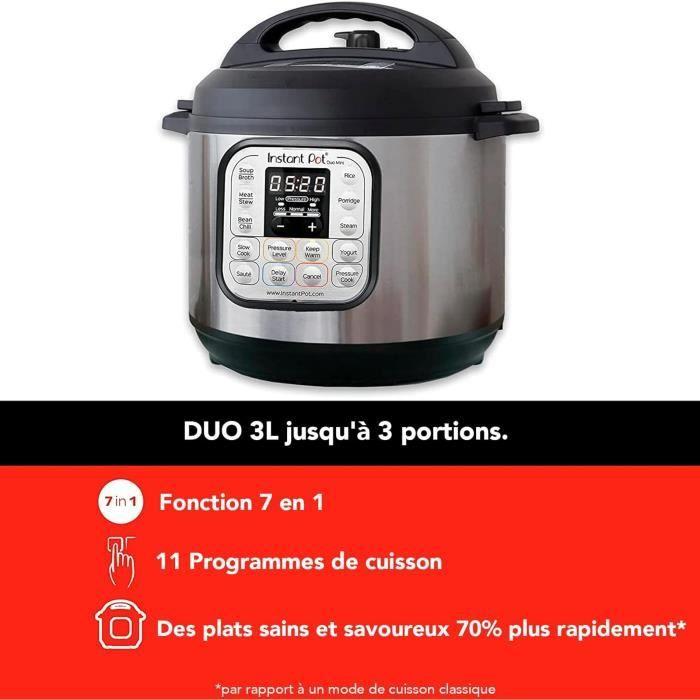 Autocuiseur multifonction - instant - duo 3l - 7 en 1 - acier inoxydable - compact - 11 programmes