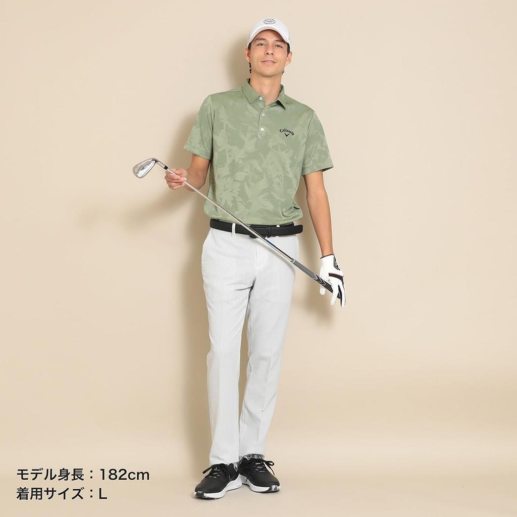 Callaway Short Sleeve Polo Shirt UV Golf C24134117 Men's (Floral Print, Moisture-Wicking, Quick-Drying, Protection) / / 1181_Khaki
