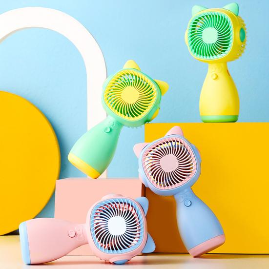 Handheld Fan Strong Airflow Low Noise USB Rechargeable Compact Design Portable Travel Mini Personal Cooling Fan with Base