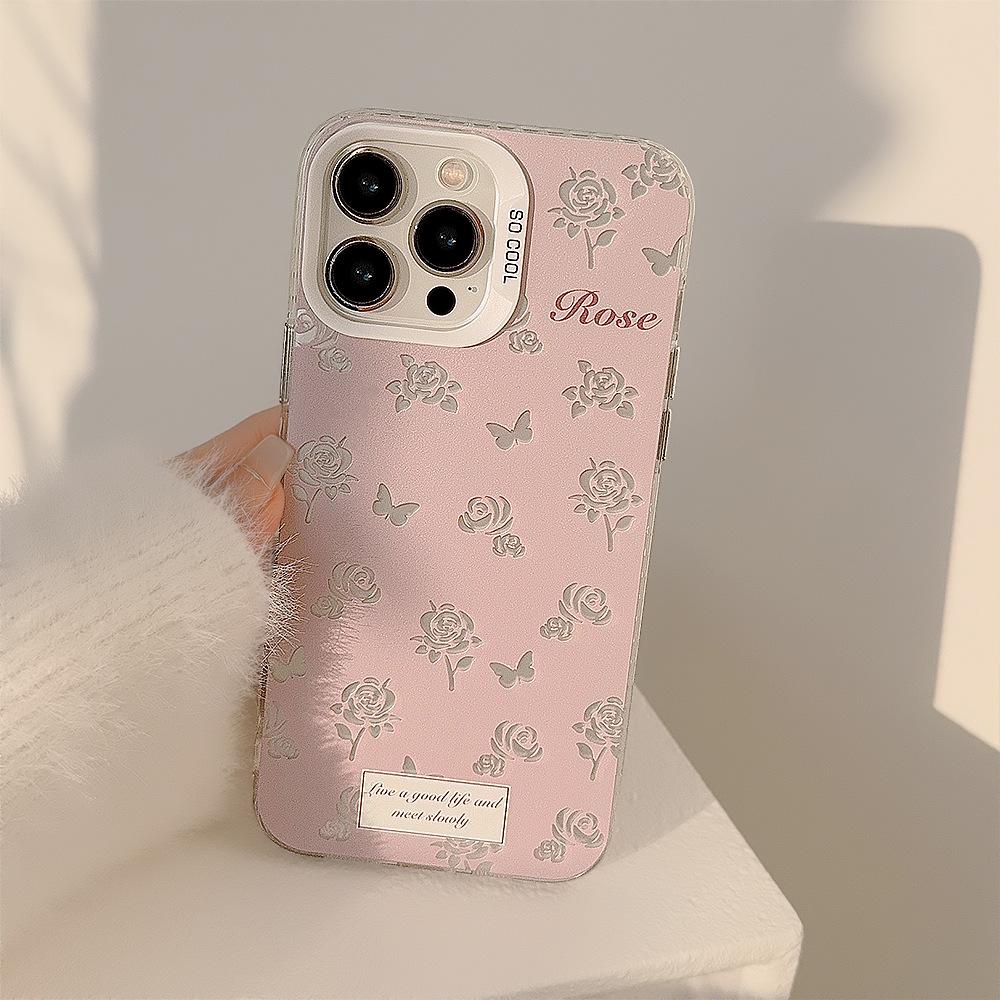 Super Fairy Ins Pink Rose iPhone 16 Case Suitable for 17 Pro Max, 12, Apple 13, Laser 11, Anti-drop