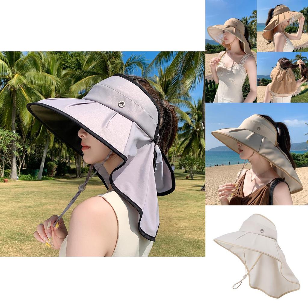 Outdoor Sun Protection Hat With Wide Brim And Neck Cover For Summer Beach Casual Wear