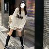 Retro Oversized Sweatshirt Women Letter Print Casual Loose Pullover Top