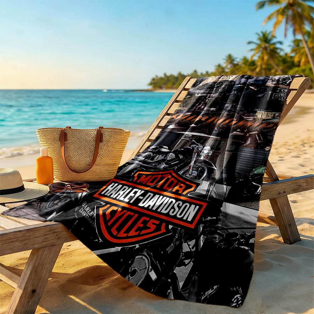 Harley-davidson Motorcycles Customizable Name Beach Towel Super Soft Microfiber Quickdry Fabric Perfect for Traveling Yoga Camping and Swimming