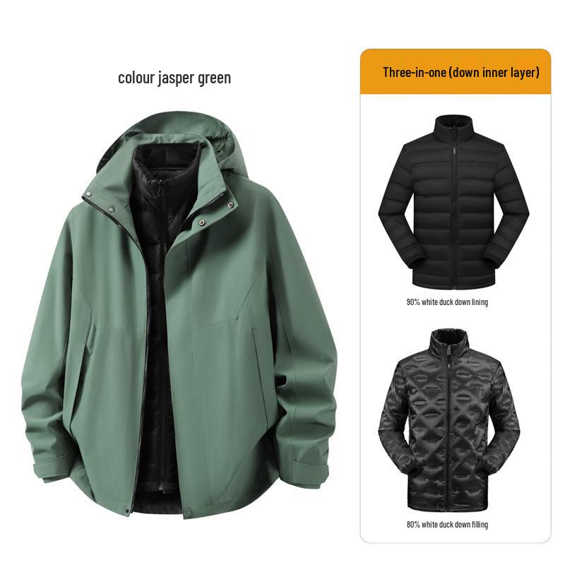 Stone Style Waterproof Shell Jacket with Down Layer and Custom Logo Print