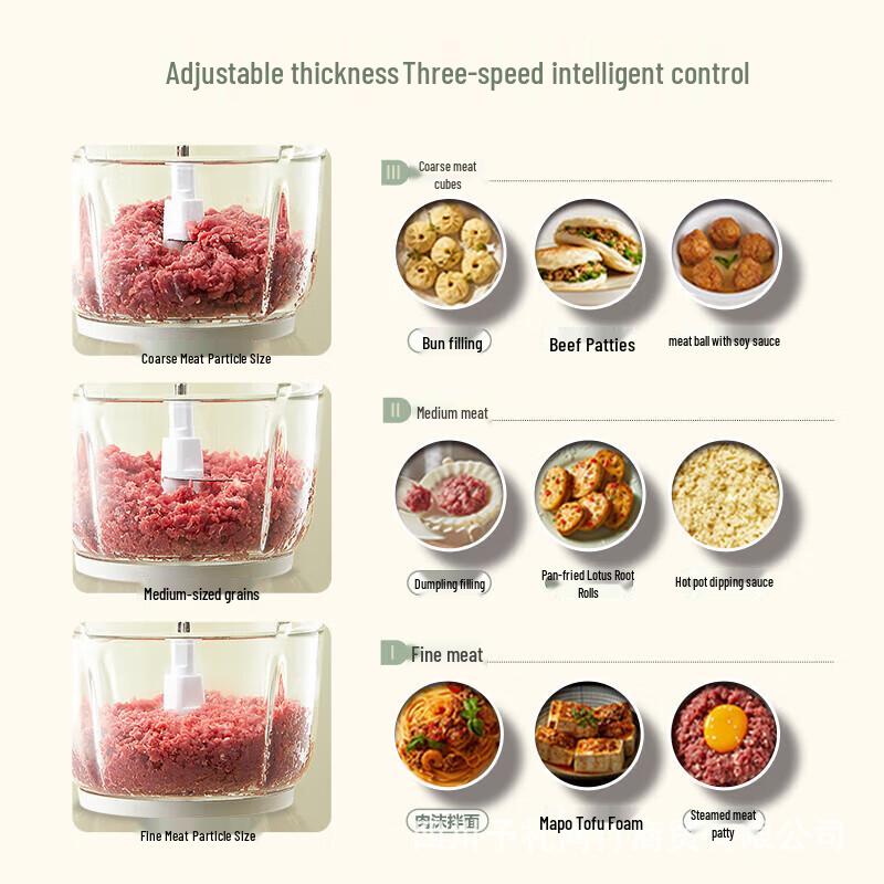 Little Bear Dual-Blade Electric Meat and Garlic Grinder, Automatic Glass Blender