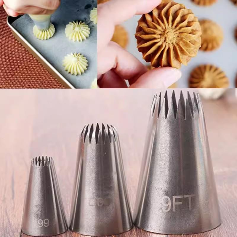 BCMJHWT 1/3Pcs Open Star Cream Nozzles Stainless Steel Icing Piping Tips Fondant Pastry Nozzles Cake Dessert Decorating Tools