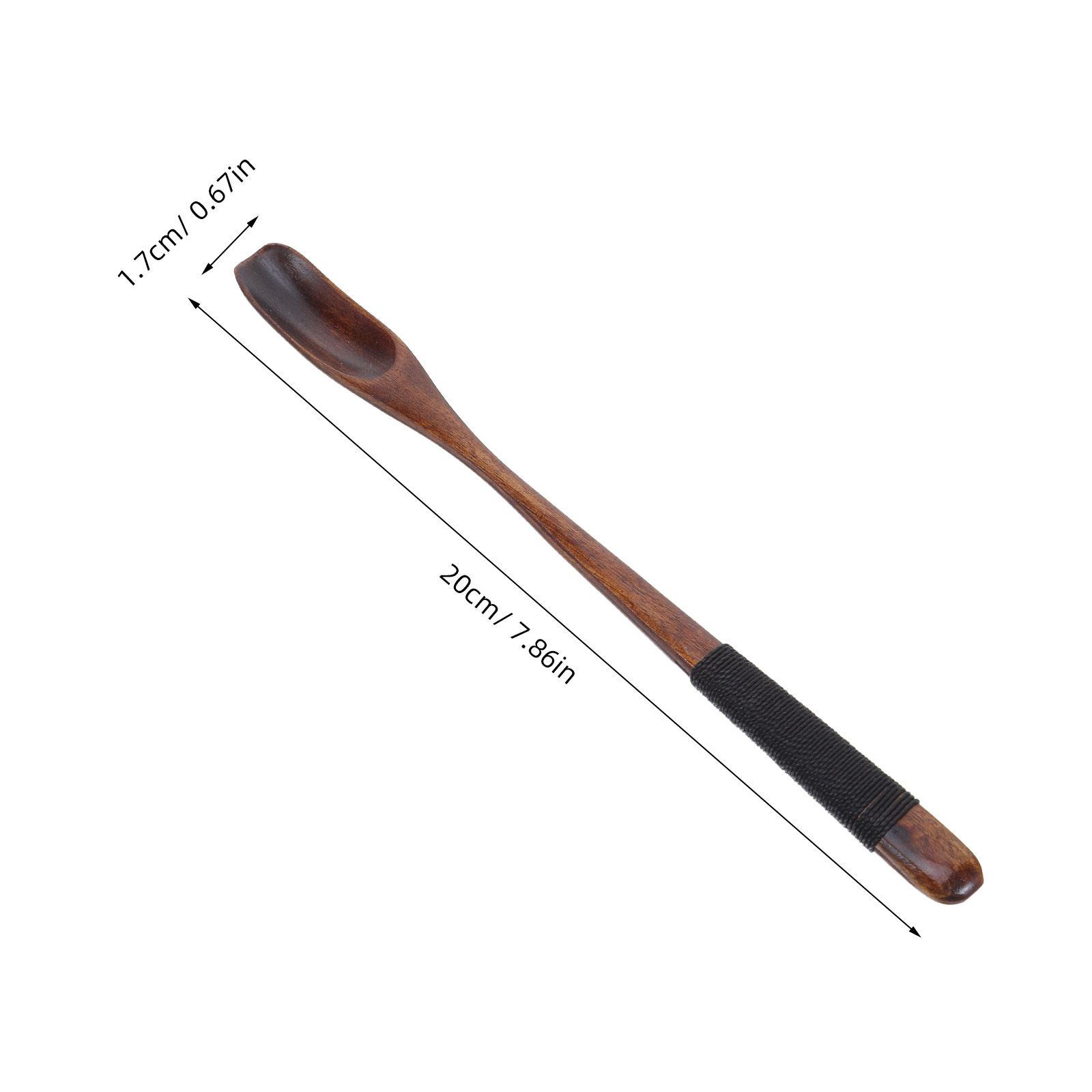 

5Pcs Wood Stirring Spoon Natural Grain Long Handle Kitchen Mixing Spoon Nonstick Wooden Cooking Utensil for Honey Coffee Tea чёрный