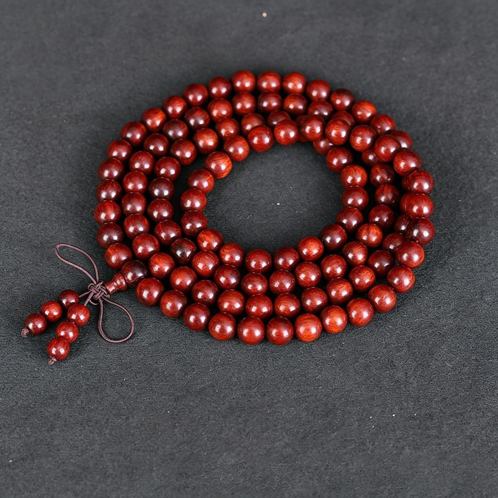 Gold Star-Style Zambian Blood Sandalwood & Small-Leaf Red Sandalwood Buddhist Beads Bracelet