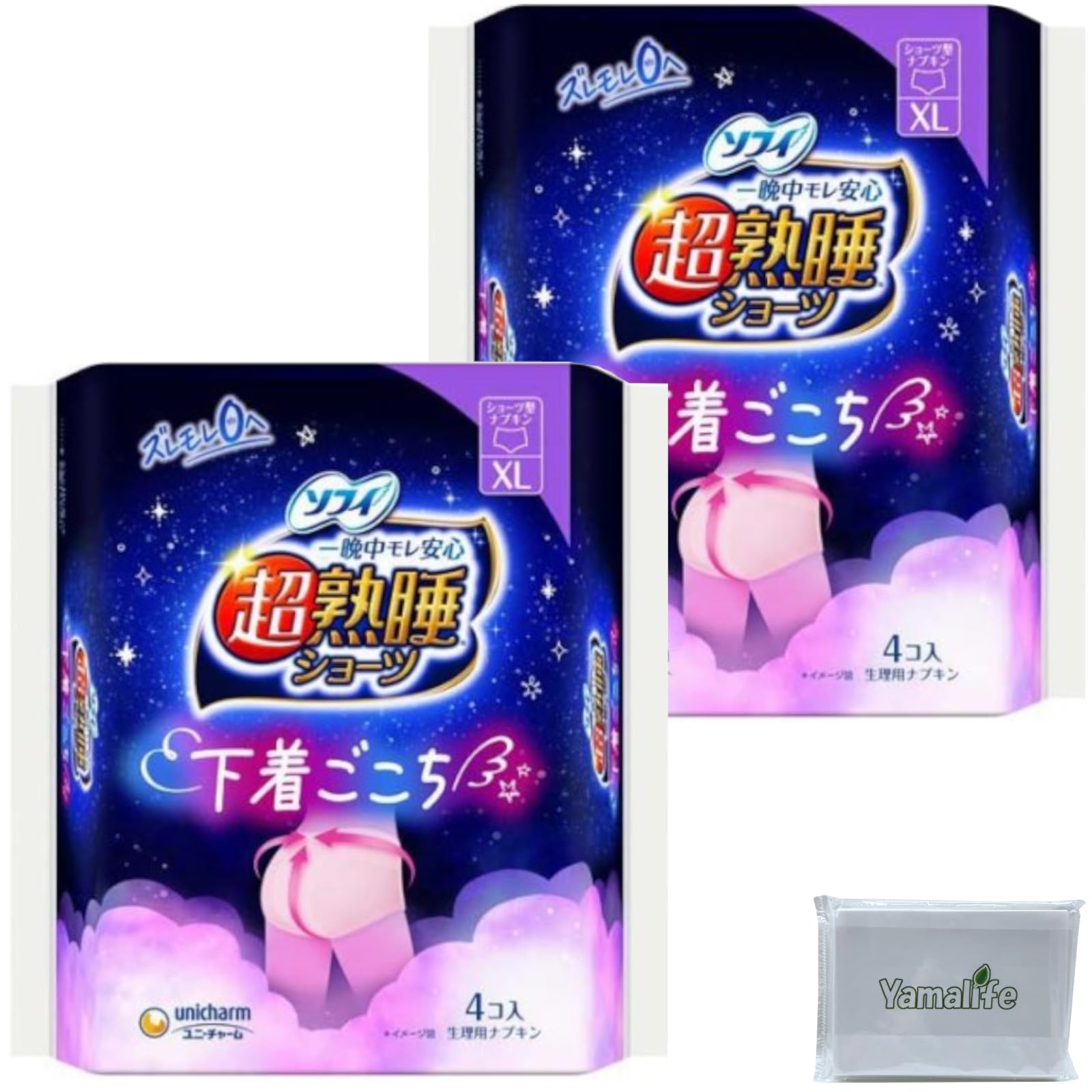 

Sophie Super Deep Sleep, специально для тяжелых XL, 4 шт. x 2, всего 8 шт., в комплект входят гигиенические прокладки Yamalife Original Tissue Shorts, Nights, Bags,