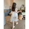 Summer Arrival Neck Embroidered Dress Floral Embroidered Mesh Layered Sleeveless Dress Girls Cute