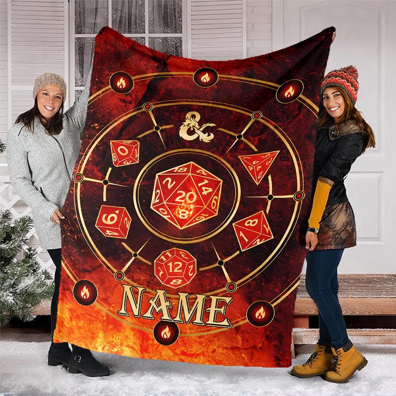 Personalized Custom Name Blanket - Dungeons & Dragons Print Design,Blanket for Sofa,Bed,Travel,Camping - Soft and Warm, Great Gift