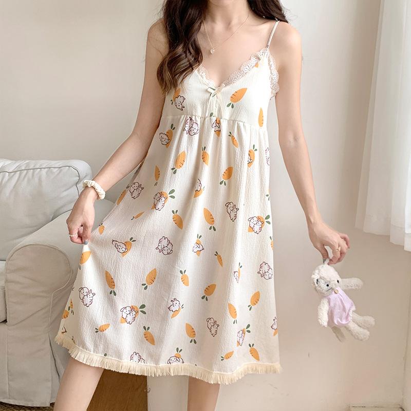 

Bunny radish cartoon combination suspender pajamas women s summer thin ins style cute loungewear set M [recommended 40-50kg ]