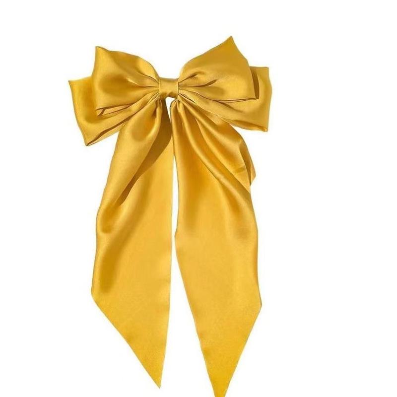Large Bow Hairpin for Women Girls Summer Chiffon Big Bowknot Stain Bow Barrettes Solid Color Ponytail Clip Hair Accessories