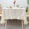 Chenier Tablecloth Plain Dining Table Cloth Lotus Leaf Skirt White Round Table Rectangular Dining Table Household Table And Chairs