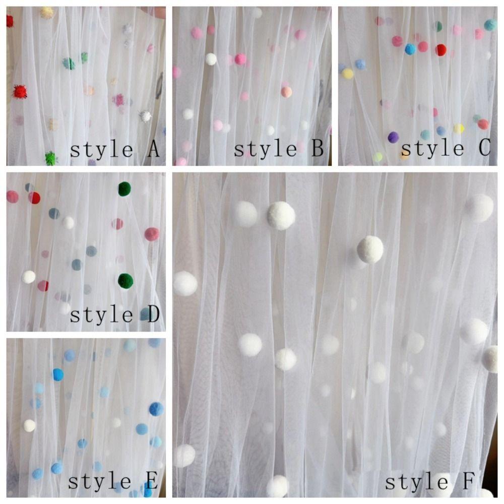 Romantic Tulle Table Runner Handmade Colorful Table Cover Pom-Poms Tablecloth Party Decor