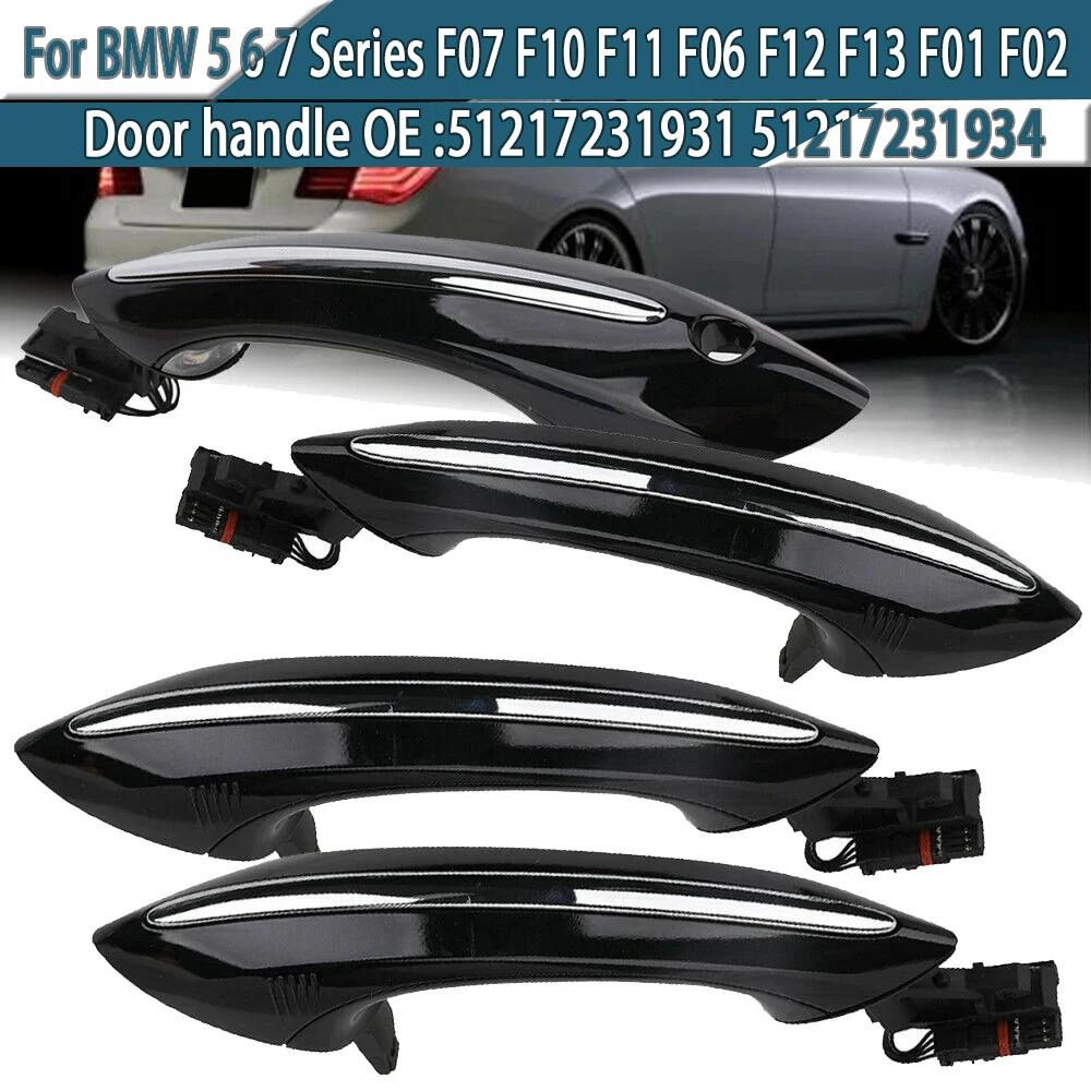 For BMW 5 6 7 Series F07 F10 F11 F06 F12 F13 F01 F02 4X Black Outer Outside Exterior Comfort Access Door Handle Set 51217231931