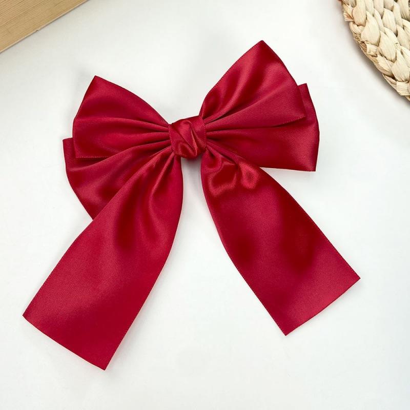 New Large Satin Layered Bows Hair Clip Ribbon Silky Bowknot Hairpin Barrettes Hair Accessories for Women Girl