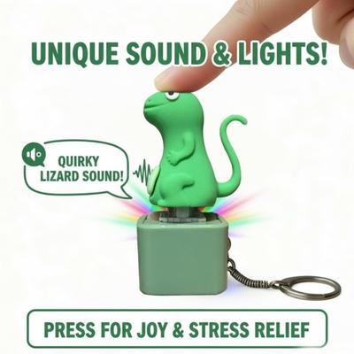 Porte-clés Bouton Lézard avec Lumières Colorées Rechargeable Porte-clés Sonore pour Soulagement de l'Anxiété Lézard Jouet Clicqueur de Clavier Cadeaux Uniques pour Amis