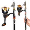 New 5.5:1 Gear Ratio Reel and 1.8-3.6m Fishing Rod Complete Set Telescopic Fishing Rod Spinning Reel Fishing Bait Fish Hook Travel Rod Set
