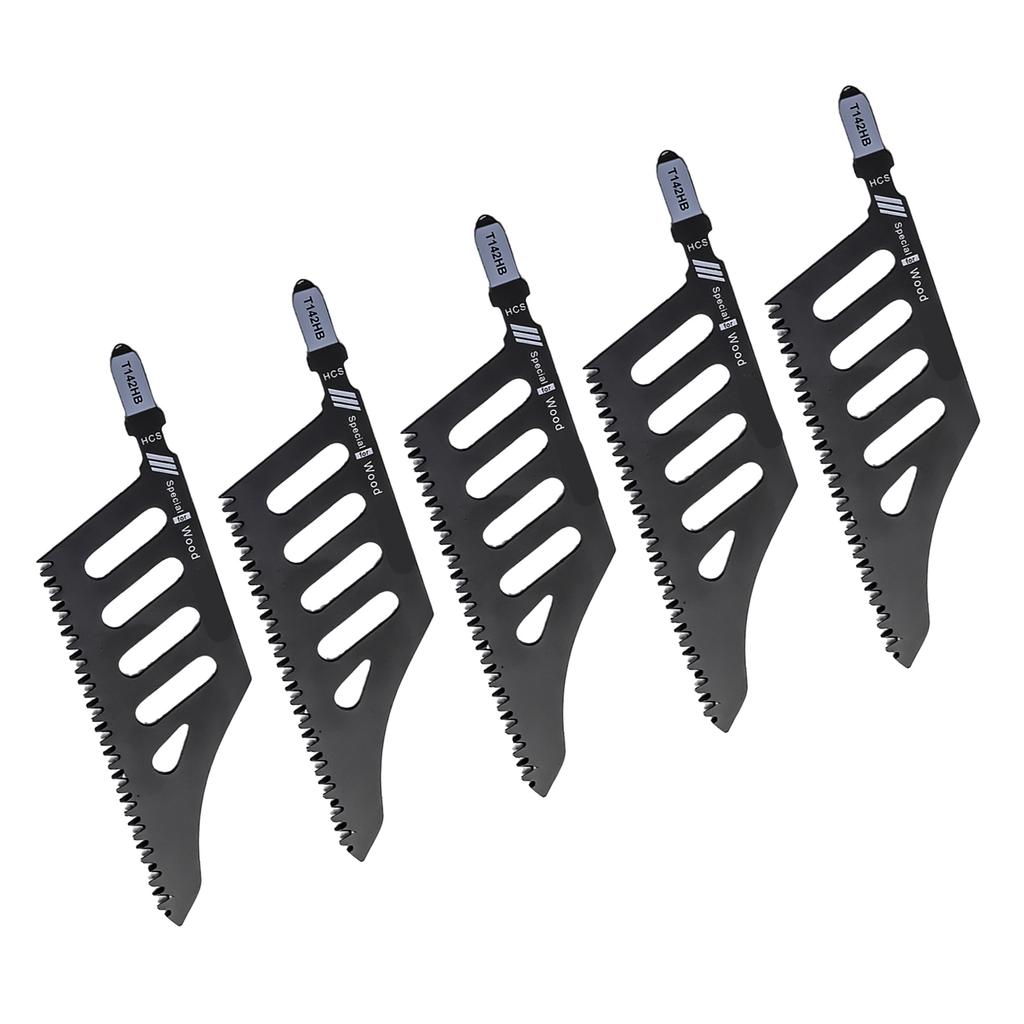 5 Pcs Flush Cutting Jigsaw Blade High Carbon Steel Irregular Curve Saw Blades with Handle for Softwood Fiberboard