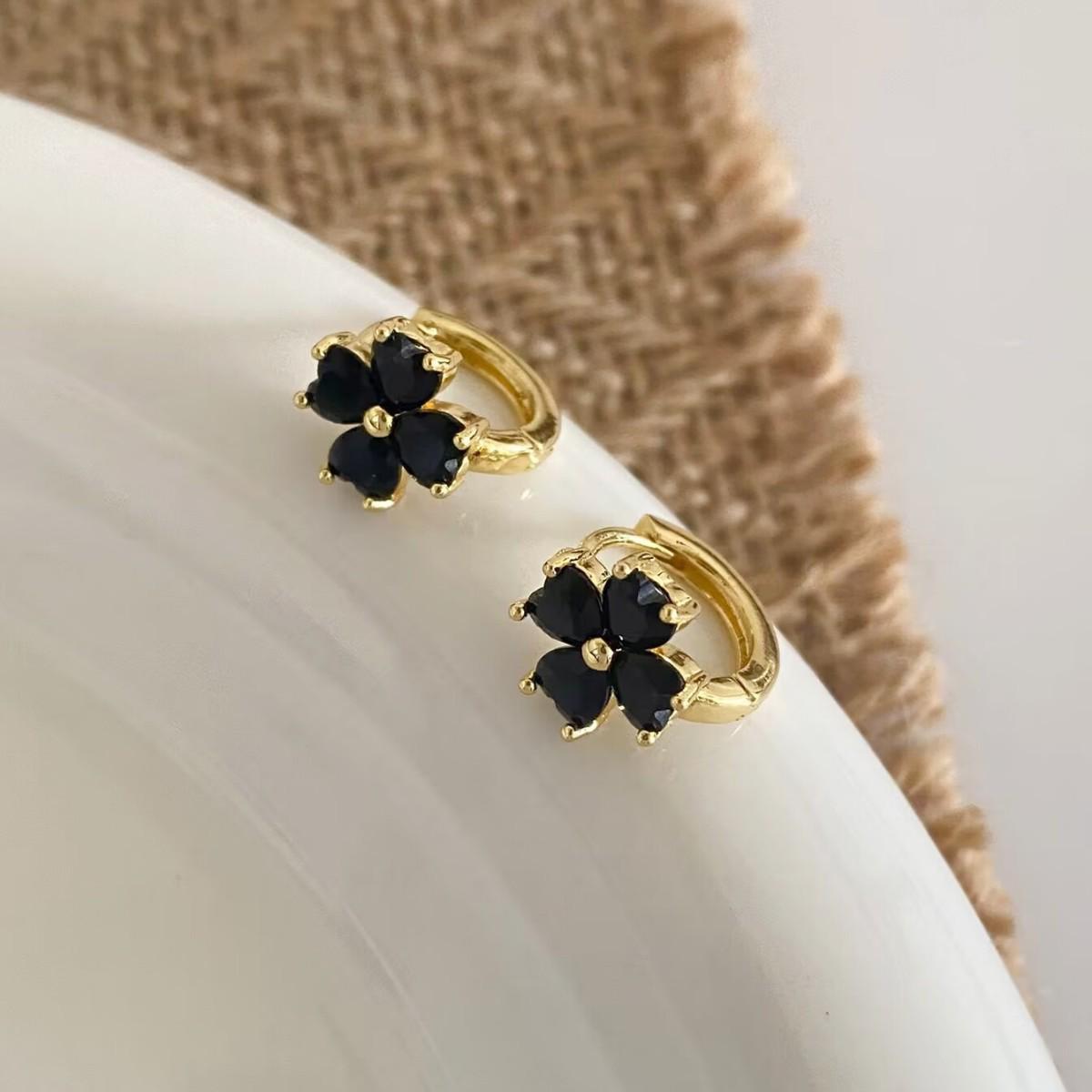 Elegant Black Zirconia Flower Ear Cuff for Women - Versatile Luxury Accessory