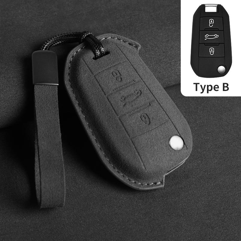 In Stock Cross-Border Factory Key Fob Covers for Peugeot 508L 4008 408X 308 5008 Suede Car Keychain Accessories