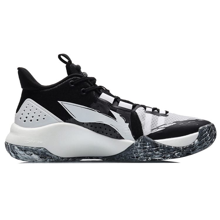 LiNing Combat Low Dämpfung Rutschfest und Verschleißfest Niedrig geschnittene Basketballschuhe Schwarz Weiß ABPR027-3