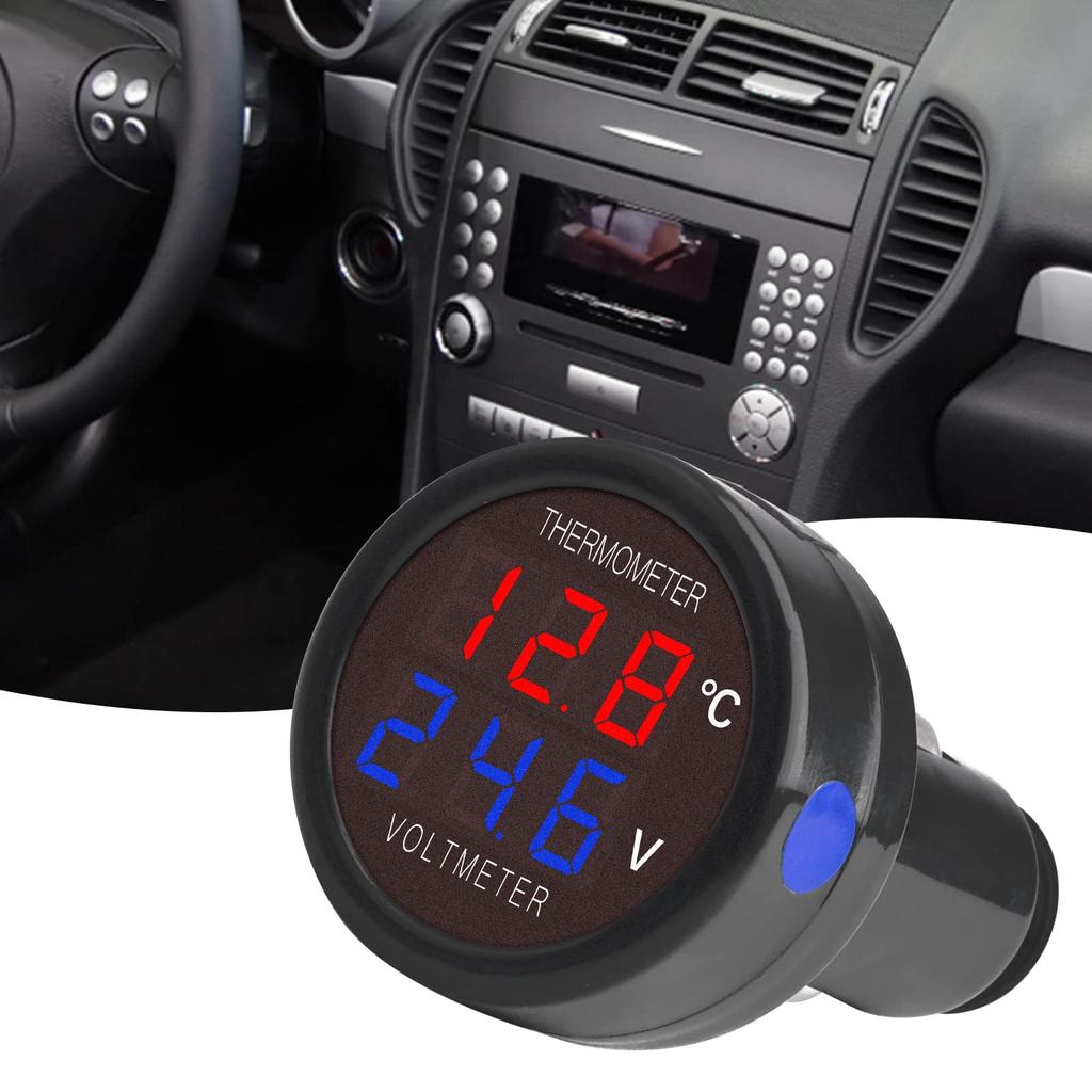 DiyStudio Digital Voltmeter Thermometer LED 2in1 Car 12V/24V Car Battery
