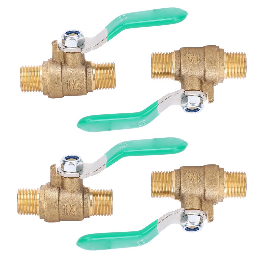 4pcs 1 4in Ball Valve Thicken Double External Thread Brass Drain Shut Off Switch Water Pipe Plumbing Systerm