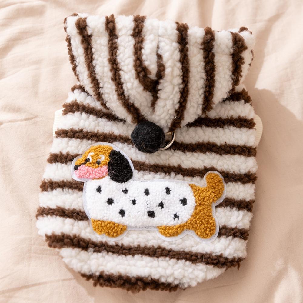 Warm Striped Dog Hoodie Cartoon Pattern Dog Base Coat Winter Dog Clothes  for Autumn Winter