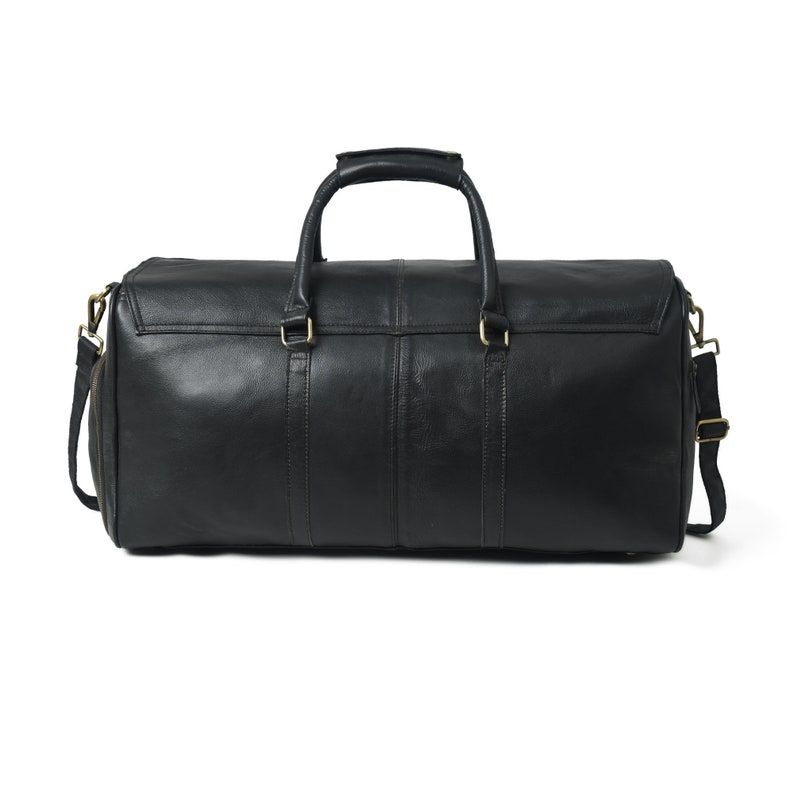 Full Grain Leather Weekender Duffel Bag - Shoe Compartment