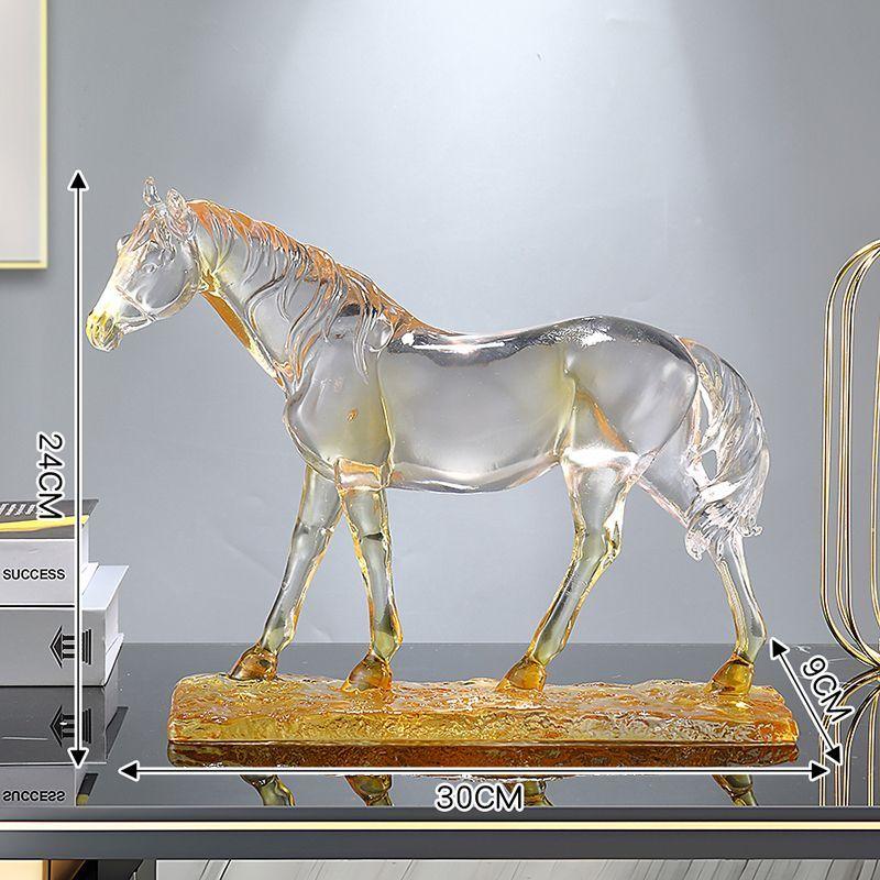 Transparent Resin Horse Statue Ornaments Home Room Cabinet Handicrafts Animal Item Office Decoration Housewarming Opening Gifts