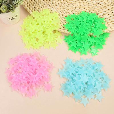 100Pcs Luminous 3D Stars Glow In The Dark Wall Stickers For Kids Baby Rooms Bedroom Ceiling Home Decor Fluorescent Star Stickers