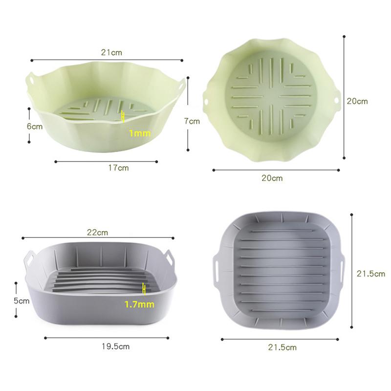 Friteuză cu aer de 22 cm, oală din silicon, căptușeală pentru coș pentru cuptor, tavă de copt antiaderentă